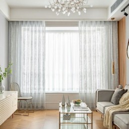 Cortinas Transparentes De Tul Nórdico, Elegantes Cortinas De Gasa Blanca, Hechas A Medida, Paneles De Persianas Para Sala De Est