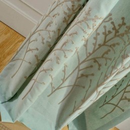 Cortina Americana Sencilla Hecha A Medida, Con Bordado Verde, Tela Transpirable.