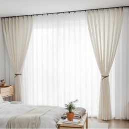 Cortinas Modernas Transparentes De Tul Blanco Liso Para Sala De Estar Y Dormitorio
