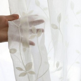 Cortinas De Gasa Blanca Transparente Con Bordado De Enredadera Para Dormitorio