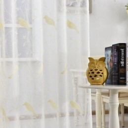 Cortina Transparente De Tul Bordado, Hecha A Medida, Con Diseño De Pájaros, Para Sala De Estar Y Dormitorio.