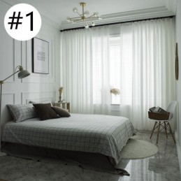 Cortina De Tul Blanco De Lujo, Hecha A Medida, Para Sala De Estar, Dormitorio, Ventana, Visillo Jacquard.