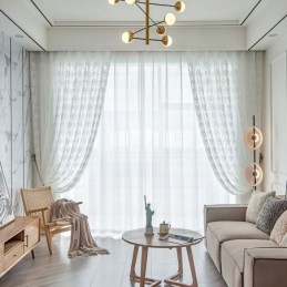 Cortinas Transparentes De Tul Floral, Elegantes Cortinas De Gasa Blanca, Hechas A Medida, Paneles De Persianas Para Sala De Esta