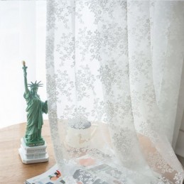 Cortinas Transparentes De Tul Floral, Elegantes Cortinas De Gasa Blanca, Hechas A Medida, Paneles De Persianas Para Sala De Esta