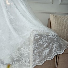 Cortinas Transparentes De Tul Floral, Elegantes Cortinas De Gasa Blanca, Hechas A Medida, Paneles De Persianas Para Sala De Esta