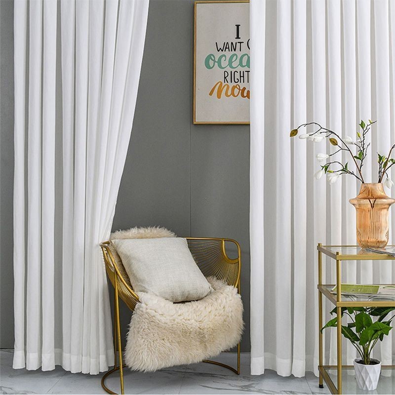 Cortinas De Tul Blanco Para Dormitorio, Cortinas De Gasa Transparente, Color Liso