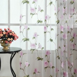 Cortinas De Tul Transparentes Con Diseño Floral Para Ventana, Decoración Del Hogar, Separador De Ambientes