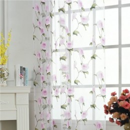 Cortinas De Tul Transparentes Con Diseño Floral Para Ventana, Decoración Del Hogar, Separador De Ambientes