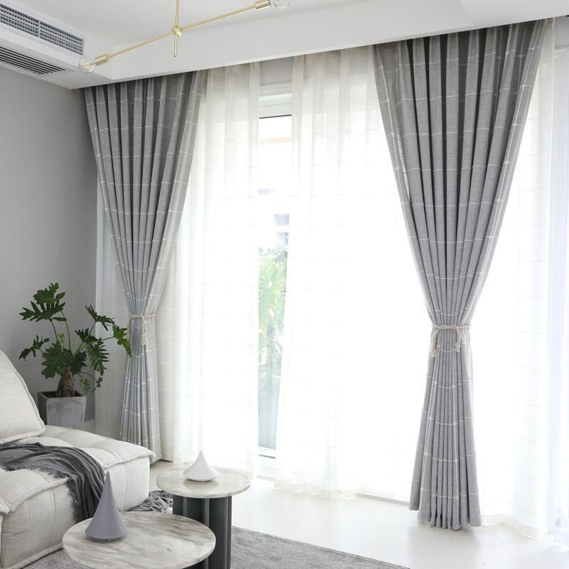 Cortinas Opacas A Cuadros Con Aislamiento Térmico Que Oscurecen La Habitación