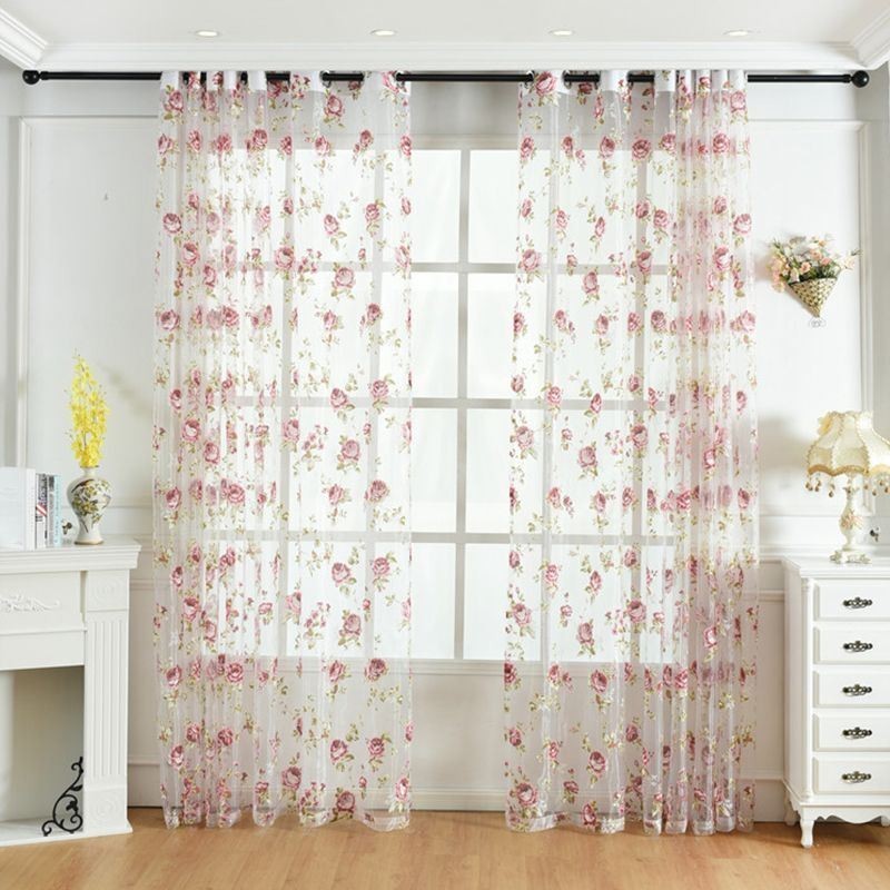 Cortinas Modernas De Tul Con Flores, Estilo Pastoral, Para Sala De Estar Y Dormitorio.