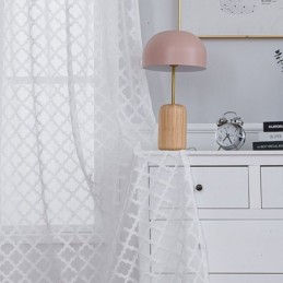 Cortinas Blancas Transparentes Con Diseño De Diamantes Para Sala De Estar Y Dormitorio.