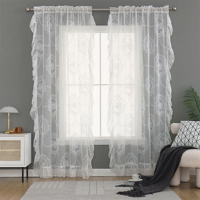 Cortinas Transparentes De Tul Coreano Bordadas, Hechas A Medida, Para Sala De Estar, Comedor Y Dormitorio.