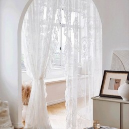 Cortinas Transparentes De Tul Coreano Bordadas, Hechas A Medida, Para Sala De Estar, Comedor Y Dormitorio.