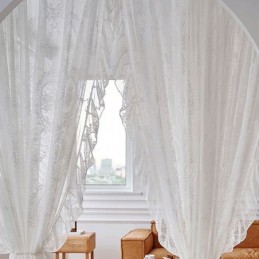 Cortinas Transparentes De Tul Coreano Bordadas, Hechas A Medida, Para Sala De Estar, Comedor Y Dormitorio.