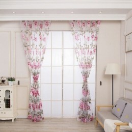 Cortina Transparente Europea Hecha A Medida, Cortina Rústica De Tul Con Flores Para Sala De Estar Y Dormitorio