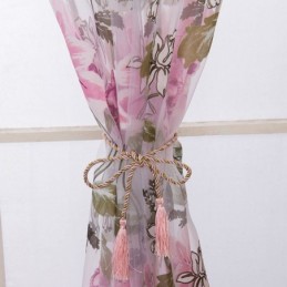 Cortina Transparente Europea Hecha A Medida, Cortina Rústica De Tul Con Flores Para Sala De Estar Y Dormitorio