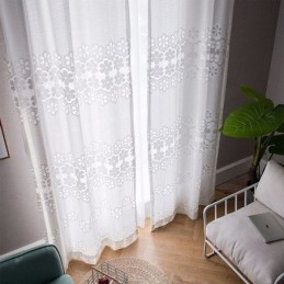 Cortinas Modernas De Tul Blanco Con Diseño De Flores, Hechas A Medida Para Sala De Estar.