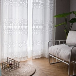 Cortinas Modernas De Tul Blanco Con Diseño De Flores, Hechas A Medida Para Sala De Estar.