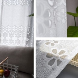 Cortinas Modernas De Tul Blanco Con Diseño De Flores, Hechas A Medida Para Sala De Estar.