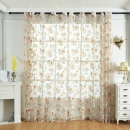 Cortina Transparente Europea Hecha A Medida, Cortina Rústica De Tul Con Flores Para Sala De Estar Y Dormitorio
