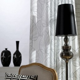 Cortina Con Estampado De Hojas, Hecha A Medida, De Tul Transparente Para Sala De Estar Y Dormitorio.