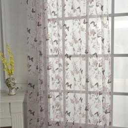 Cortinas De Tul Con Estampado De Flores Y Mariposas, Decoración Para Ventanas, Cortinas De Gasa, Hechas A Medida