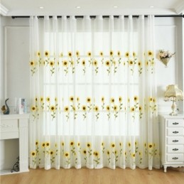 Cortina Transparente Europea Hecha A Medida, Cortina Rústica De Tul Con Flores Para Sala De Estar Y Dormitorio