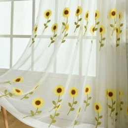 Cortina Transparente Europea Hecha A Medida, Cortina Rústica De Tul Con Flores Para Sala De Estar Y Dormitorio