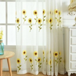 Cortina Transparente Europea Hecha A Medida, Cortina Rústica De Tul Con Flores Para Sala De Estar Y Dormitorio