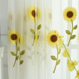 Cortina Transparente Europea Hecha A Medida, Cortina Rústica De Tul Con Flores Para Sala De Estar Y Dormitorio