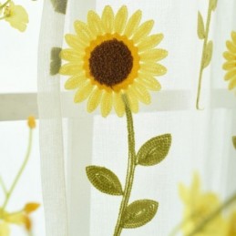 Cortina Transparente Europea Hecha A Medida, Cortina Rústica De Tul Con Flores Para Sala De Estar Y Dormitorio