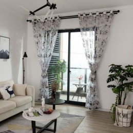 Cortina Transparente Europea Hecha A Medida, Cortina Rústica De Tul Con Flores Para Sala De Estar Y Dormitorio