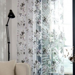 Cortina Transparente Europea Hecha A Medida, Cortina Rústica De Tul Con Flores Para Sala De Estar Y Dormitorio