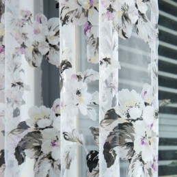 Cortina Transparente Europea Hecha A Medida, Cortina Rústica De Tul Con Flores Para Sala De Estar Y Dormitorio