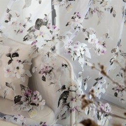 Cortina Transparente Europea Hecha A Medida, Cortina Rústica De Tul Con Flores Para Sala De Estar Y Dormitorio
