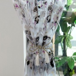 Cortina Transparente Europea Hecha A Medida, Cortina Rústica De Tul Con Flores Para Sala De Estar Y Dormitorio