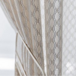 Cortinas Modernas De Tul Blanco Con Diseño Geométrico, Hechas A Medida Para Sala De Estar.