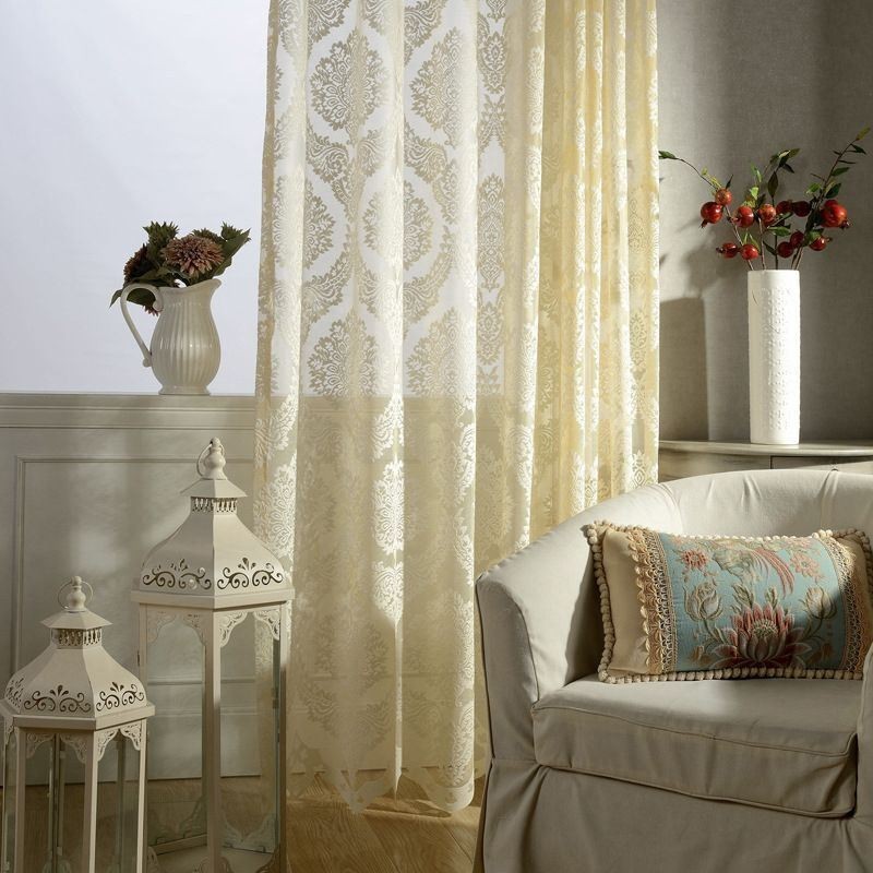 Cortinas De Tul Con Bordado Europeo, Románticas, Semitransparentes, De Jacquard.