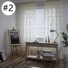Cortinas De Gasa Blanca Transparente Con Bordado De Enredadera Para Dormitorio