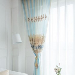 Cortinas Transparentes De Lujo Con Bordado Floral, Semi Voile, Hechas A Medida Para Dormitorio.
