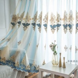 Cortinas Transparentes De Lujo Con Bordado Floral, Semi Voile, Hechas A Medida Para Dormitorio.