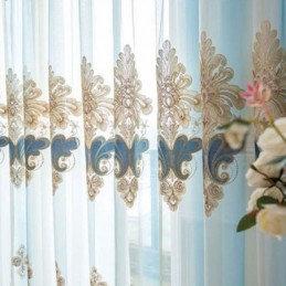 Cortinas Transparentes De Lujo Con Bordado Floral, Semi Voile, Hechas A Medida Para Dormitorio.