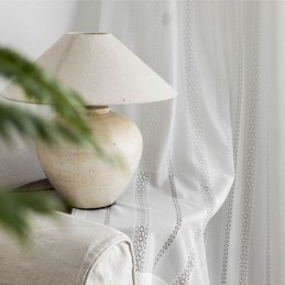 Mampara Geométrica Clásica Para Ventana, De Organza Blanca Bordada, Para Sala De Estar, Hecha A Medida.