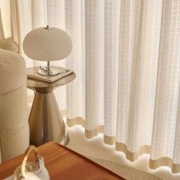 Cortinas De Tul Jacquard A Cuadros Para Ventana De Sala De Estar