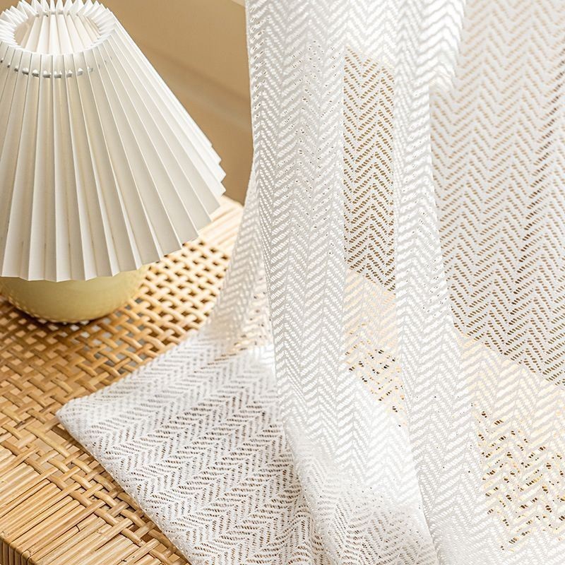 Cortinas De Tul Con Diseño De Espina De Pescado Para Ventana De Sala De Estar Y Dormitorio