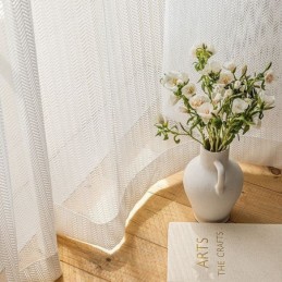 Cortinas De Tul Con Diseño De Espina De Pescado Para Ventana De Sala De Estar Y Dormitorio