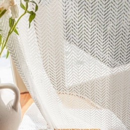 Cortinas De Tul Con Diseño De Espina De Pescado Para Ventana De Sala De Estar Y Dormitorio