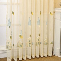 Cortinas Decorativas De Tul Con Bordados De Dibujos Animados Para Dormitorio