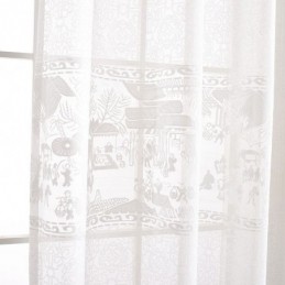 Cortinas Translúcidas De Jacquard Blanco Para Sala De Estar Y Dormitorio