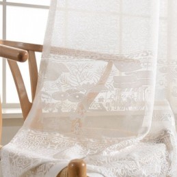 Cortinas Translúcidas De Jacquard Blanco Para Sala De Estar Y Dormitorio